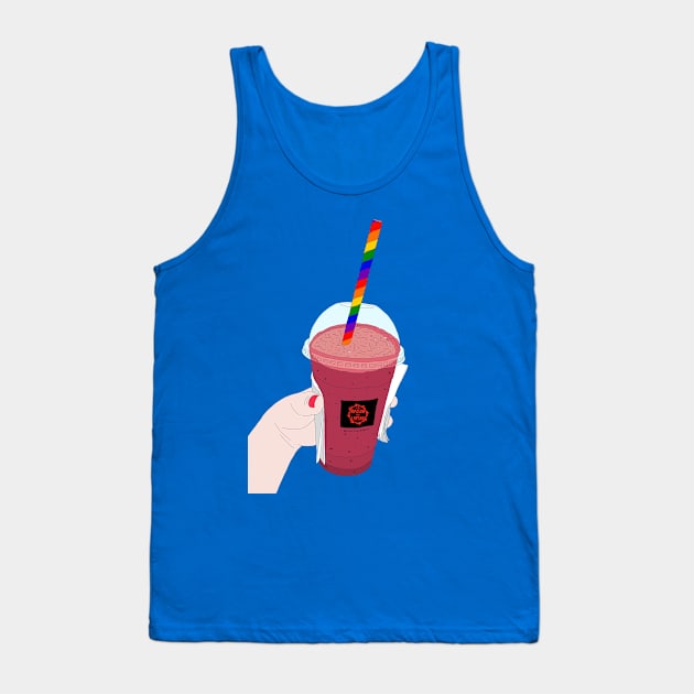 Salted Caramel Raspberry Ice Frappe in Pride Tank Top by lamaisondulapino